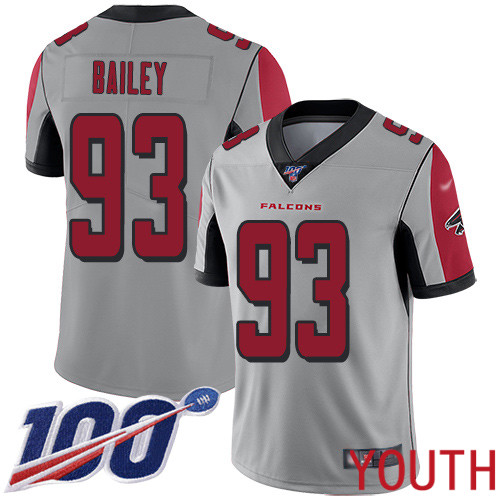 Atlanta Falcons Limited Silver Youth Allen Bailey Jersey NFL Football #93 100th Season Inverted Legend->youth nfl jersey->Youth Jersey